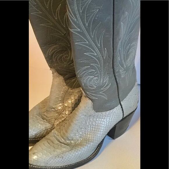 DAN POST EXOTIC SNAKESKIN GRAY TALL SHAFT BOOT 8 - Picture 6 of 8